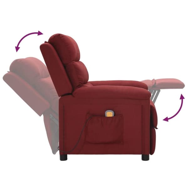 vidaXL massagestol stof vinrød