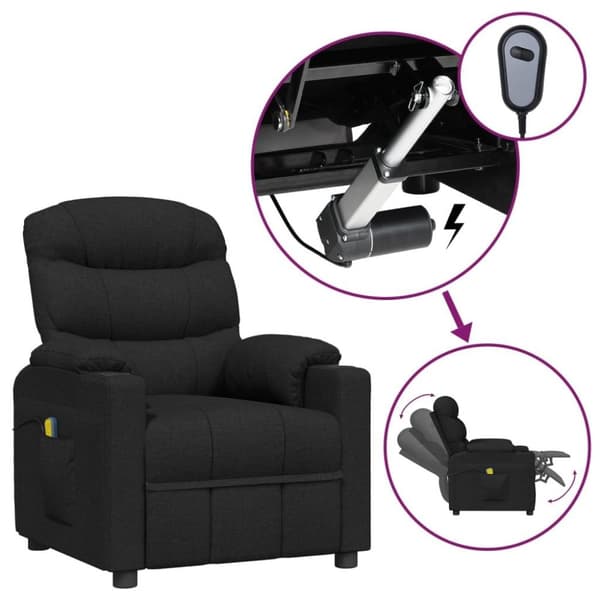 vidaXL eldrevet massagestol stof sort