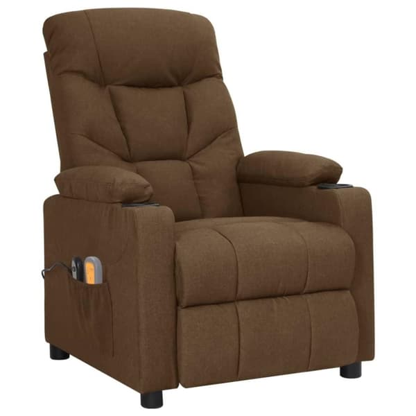 vidaXL eldrevet massagestol stof brun