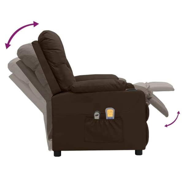 vidaXL Elektrisk massagefåtölj brun konstläder