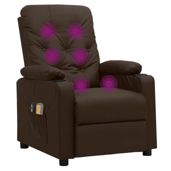 vidaXL Elektrisk massagefåtölj brun konstläder