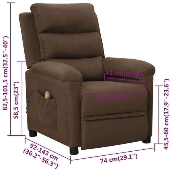 vidaXL massagestol stof brun