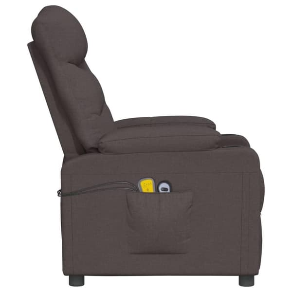 vidaXL Elektrisk massagefåtölj mörkbrun tyg