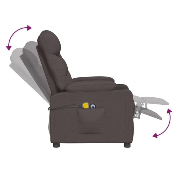 vidaXL Elektrisk massagefåtölj mörkbrun tyg