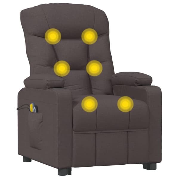 vidaXL Elektrisk massagefåtölj mörkbrun tyg