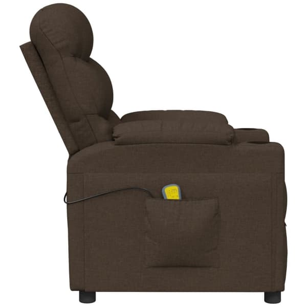 vidaXL Massagefåtölj mörkbrun tyg