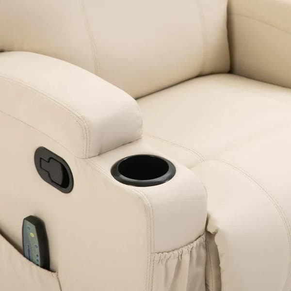 Rootz Massagestol - Elektrisk afslapningsstol - Tv-stol - Massagefunktion - 5 massagetilstande - Liggefunktion - Cremehvid - 84 x 92 x 109 cm