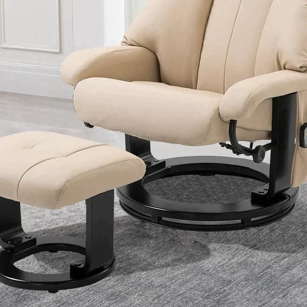 Rootz Massagestol - Avslappningsstol med liggfunktion - Tv-stol - Liggstol - Ergonomisk stol - Fåtölj med pall - Beige - 76 x 80 x 102 cm