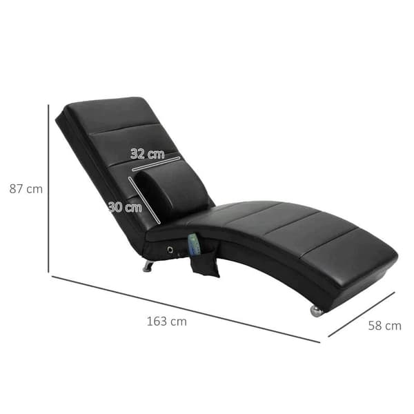 Rootz-hierontapöytä - Rentoutustuoli - Hierontatoiminto - Lepotuoli - Ergonomisesti korkea selkänoja - Musta - 58 x 163 x 87 cm