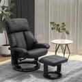 Miniatyrbild 2 av 5: Rootz Relaxation Lounger med liggfunktion - Massagestol - Tv-stol - Liggstol - Ergonomisk stol - Fåtölj med pall - Svart - 76 x 80 x 102 cm