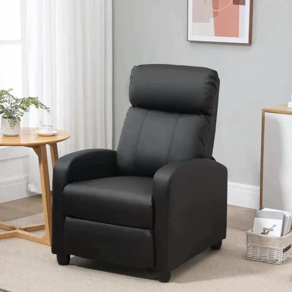 Rootz Massagestol - Afslapningsstol - Tv-stol med massagefunktion - Liggefunktion - Ryglæn 2-punkts massage - PU-skum - Sort - 68 x 88 x 98 cm