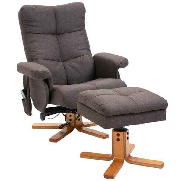 Rootz Massagestol - Hvilestol med fodskammel - Liggefunktion - Tv-stol med massagefunktion - Polyester - Brun - 80 x 86 x 99 cm