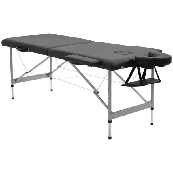 Rootz Massagebriks - Sammenklappeligt Massagebriks - Mobilt Massagebriks - Inklusiv ansigtsåbning - Armlæn - Håndstøtter - Sort - 186 cm x 71 cm x 83