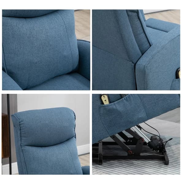 Rootz Massagestol - Stand-up Aid - Afslapningsstol - Inklusiv fjernbetjening - 1 sidelomme - Fodstøtte - Polyester - Blå - 53L x 52W x 49,5H cm