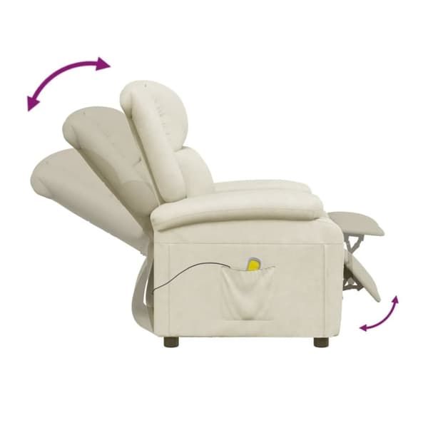 vidaXL Massagefåtölj gräddvit konstläder