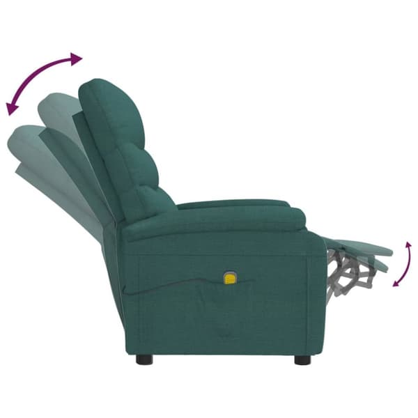 vidaXL Massagefåtölj mörkgrön tyg
