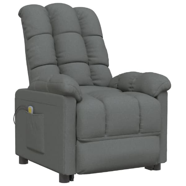 vidaXL Massagefåtölj mörkgrå tyg