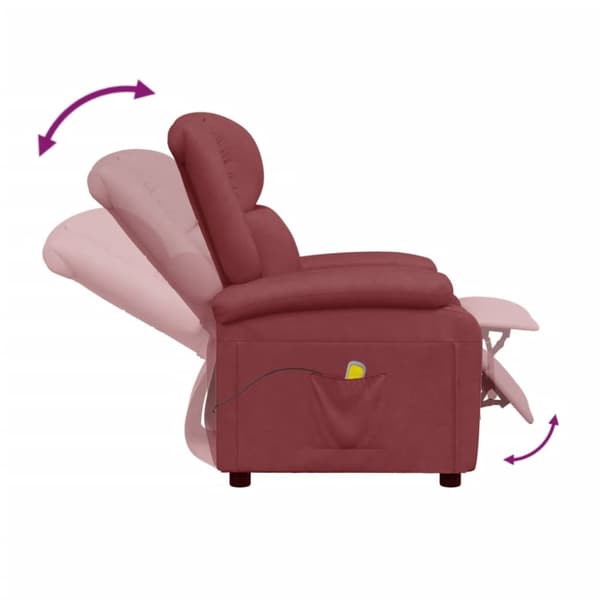 vidaXL Massagefåtölj vinröd konstläder