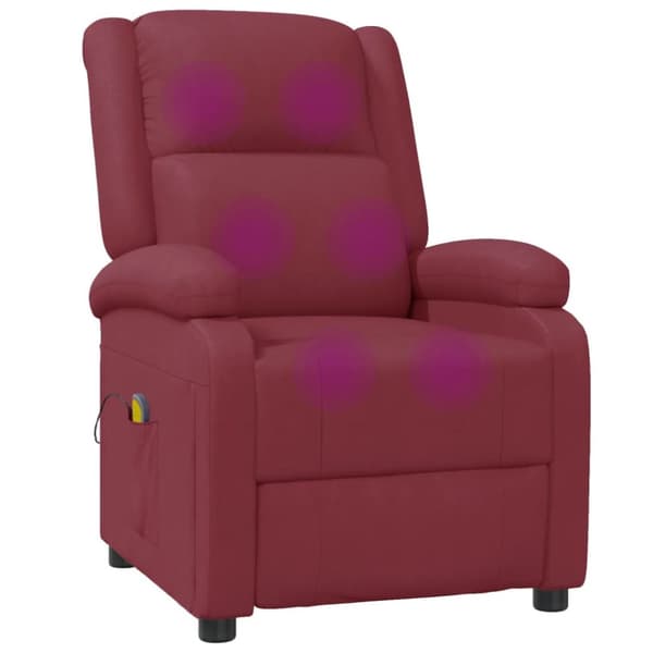 vidaXL Massagefåtölj vinröd konstläder