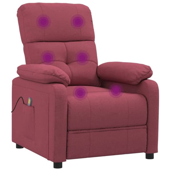 vidaXL Massagefåtölj vinröd tyg