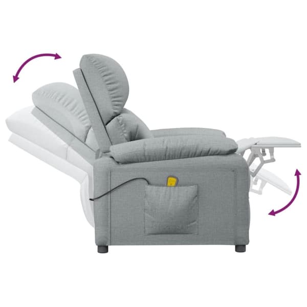 vidaXL Massagefåtölj ljusgrå tyg
