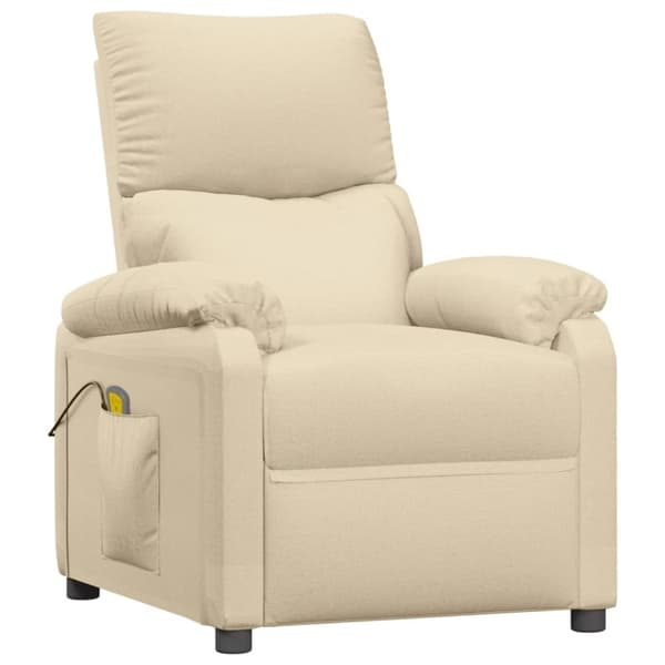 vidaXL Massagefåtölj gräddvit tyg