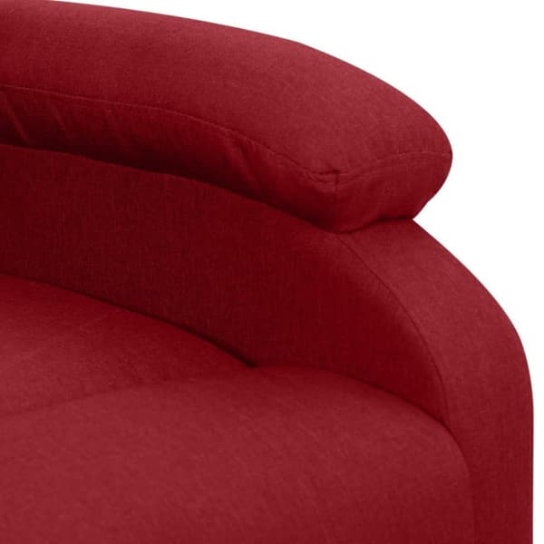 Massagefåtölj med uppresningshjälp vinröd tyg