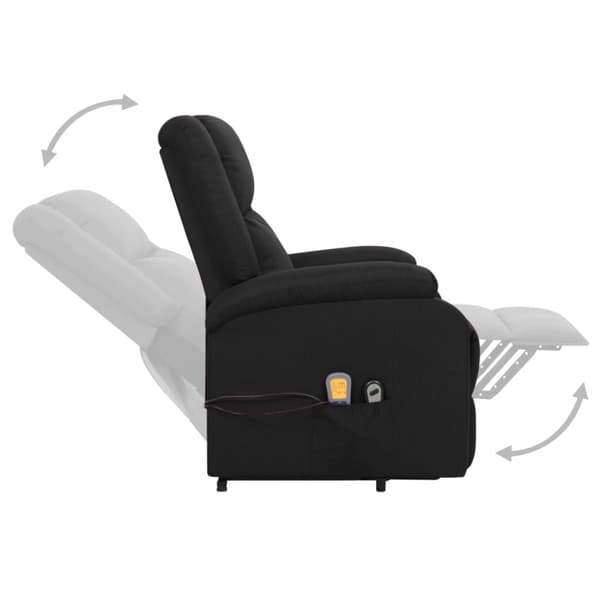 massagefåtölj med uppresningshjälp svart tyg