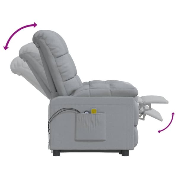 Elektrisk massagefåtölj ljusgrå tyg