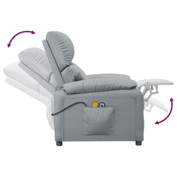 Elektrisk massagefåtölj ljusgrå tyg