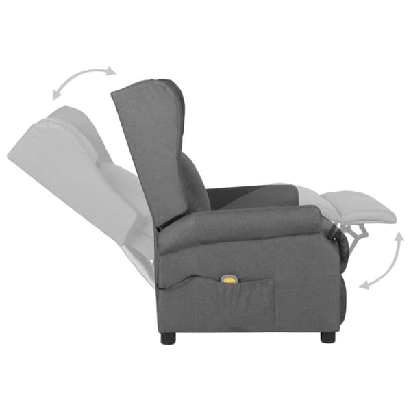vidaXL Massagefåtölj ljusgrå tyg