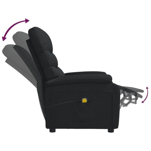 Massagefåtölj svart tyg