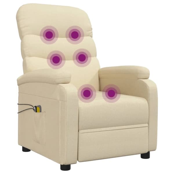 Elektrisk massagefåtölj gräddvit tyg