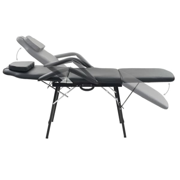 Bärbar behandlingsstol konstläder 185x78x76 cm svart