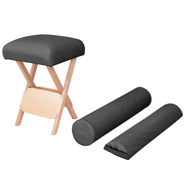 Hopfällbar massagepall 12 cm tjock sits och 2 bolster svart