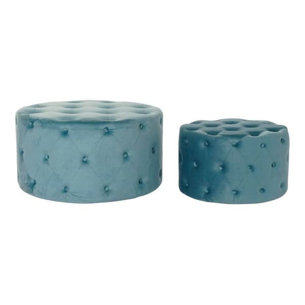 Fodstøtte DKD Home Decor Blå Moderne Velvet Træ MDF (2 pcs)