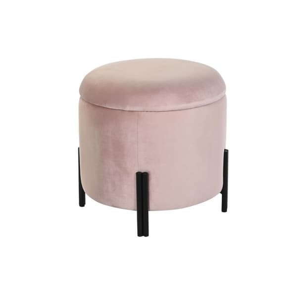 Fotpall DKD Home Decor Svart Rosa Metall Sammet 42 x 42 x 42 cm