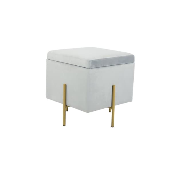Fotpall DKD Home Decor Grå Metall Polyester (45 x 45 x 45 cm)