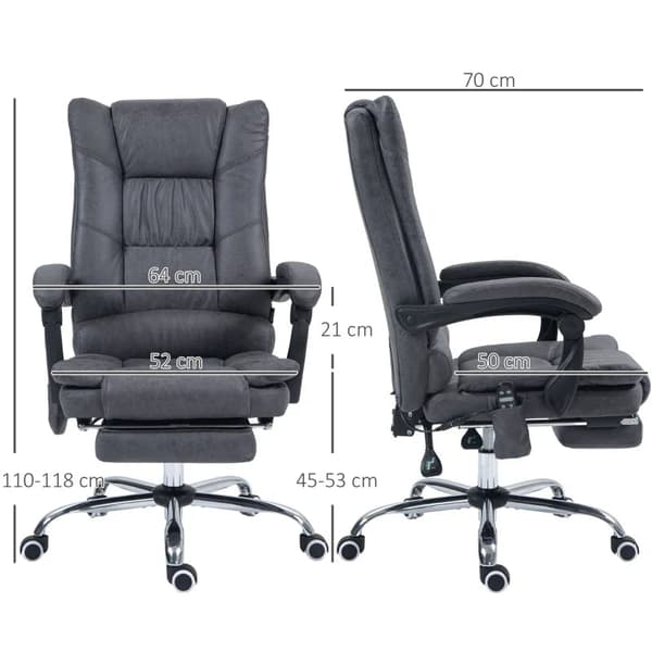 Rootz Massagestol - Kontorsstol med massagefunktion - Inklusive fotstöd - Justerbar i höjdled - Svart - 64 cm x 70 cm x 118 cm