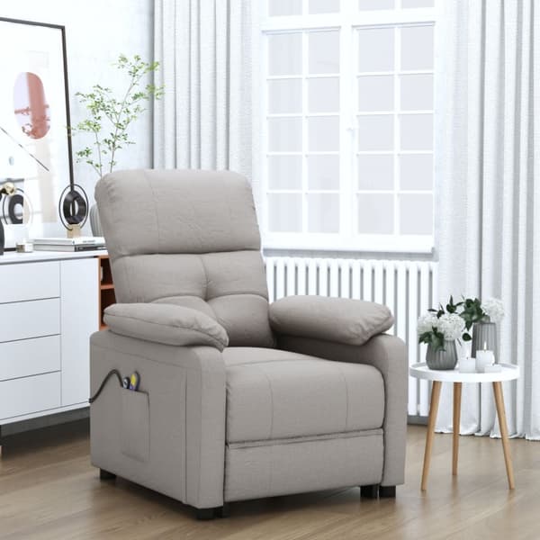 Elektrisk massagefåtölj taupe tyg