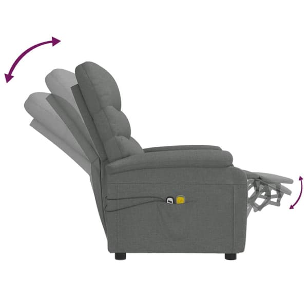 Elektrisk massagefåtölj mörkgrå tyg