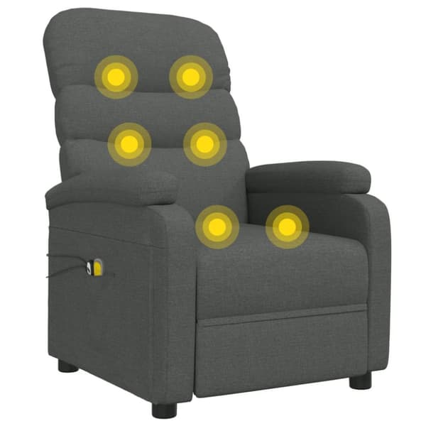 Elektrisk massagefåtölj mörkgrå tyg