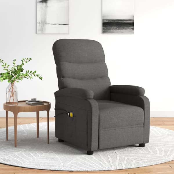 Elektrisk massagefåtölj mörkgrå tyg