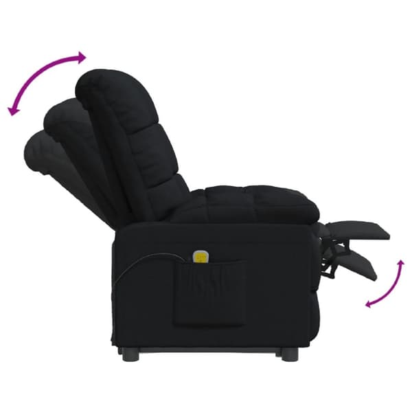 Massagefåtölj svart tyg