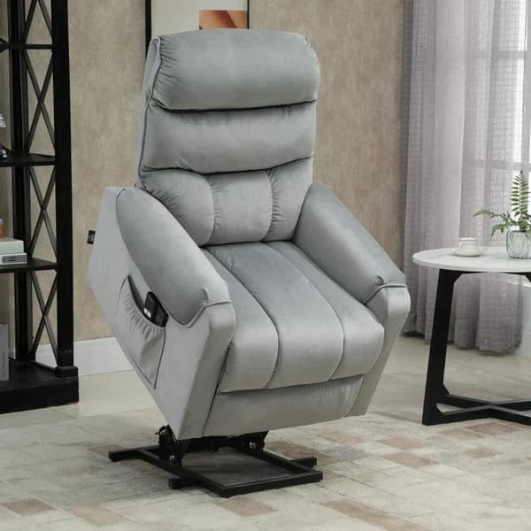 Rootz Stand-up Aid Relax Chair - Power Lifting Chair - Massagestol - El-stol - Tv-stol med massagefunktion - Lysegrå - 79 x 97 x 103 cm