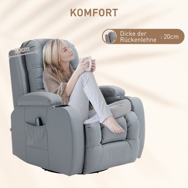 Rootz Massagestol - Gunglig vilstol - Uppvärmd massagestol - Ultimat avslappning - 8 vibrationspunkter - Justerbart ryggstöd - 85cm x 94cm x 104cm