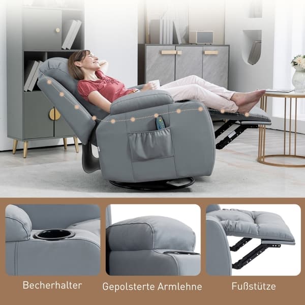 Rootz Massagestol - Gunglig vilstol - Uppvärmd massagestol - Ultimat avslappning - 8 vibrationspunkter - Justerbart ryggstöd - 85cm x 94cm x 104cm