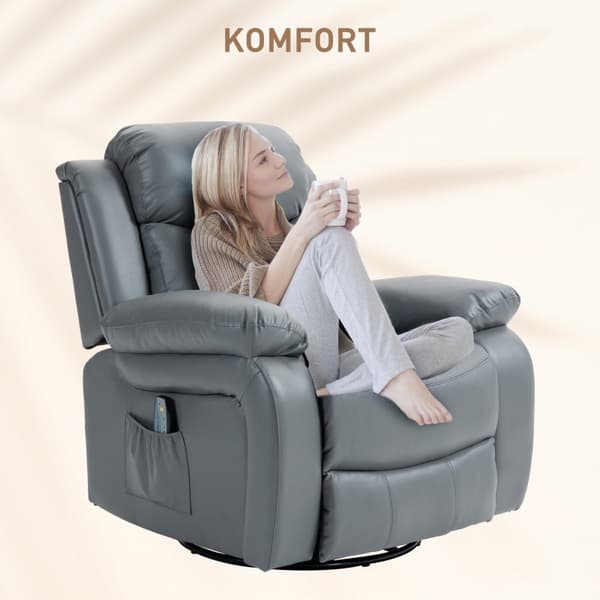 Rootz Massagestol - Gyngestol - Roterbar stol - 360 graders rotation - 8 vibrationspunkter - Kablet fjernbetjening - 87 cm x 97 cm x 104 cm - Imiteret