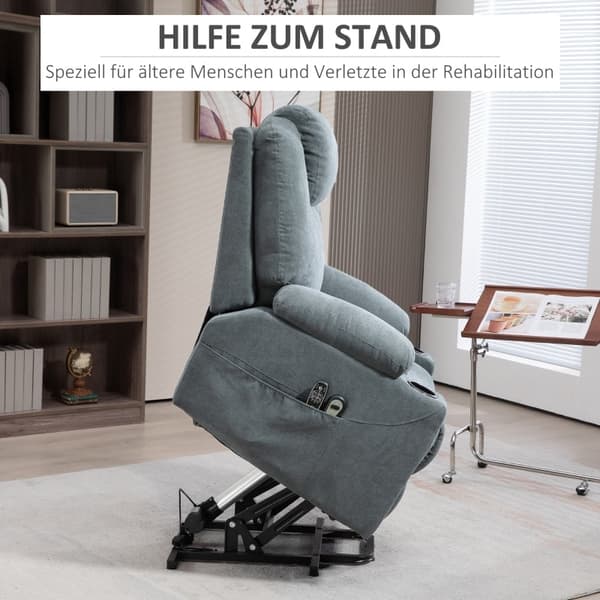 Rootz Massagestol - TV-fåtölj - Liggstol - Ultimat komfort - Enkel uppresningshjälp - Anpassningsbar lutning - 90L x 101W x 107H cm - Polyestertyg