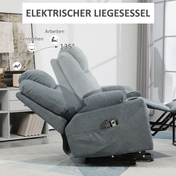 Rootz Massagestol - TV-fåtölj - Liggstol - Ultimat komfort - Enkel uppresningshjälp - Anpassningsbar lutning - 90L x 101W x 107H cm - Polyestertyg
